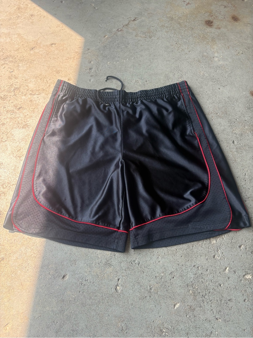 Vintage Early 90’s Y2K Men’s Champs Black Athletic Shorts with Red Piping